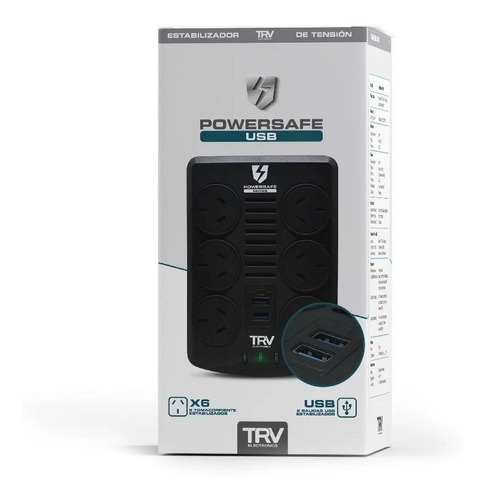 Imagen 4 de 10 de Estabilizador De Tension Trv Powersafe Usb 6tomas/usb/rj45