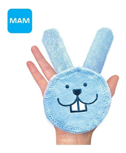 Luva Luvinha Oral Care Rabbit Mam ® Coelhinho Azul 0+m