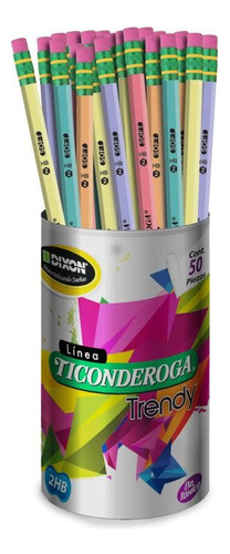 2 Pzas Lápiz De Grafito #2 Ticonderoga Hexagonal Pastel C/50