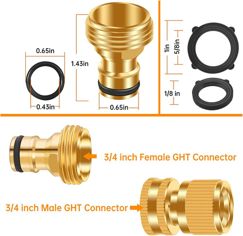 Conector Rápido Para Manguera De Jardín, Sin Fugas, Rosca Gh