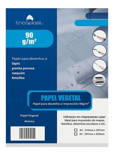 Papel Vegetal Para Fotolito Serigrafia 90gr A4 Profissional