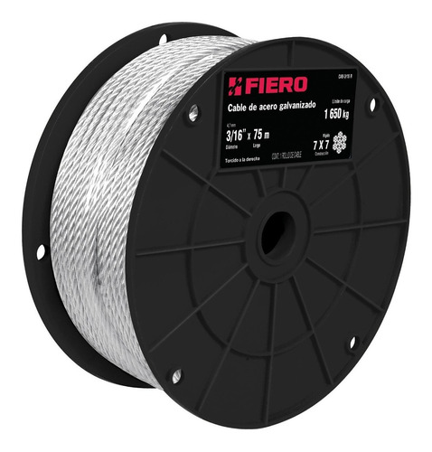 Cable Acero 3/16' 7x7 Hilos Fiero 44206