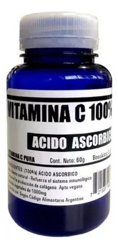 Vitamina C Pura 100% Suplemento Antioxidante 60 Capsulas