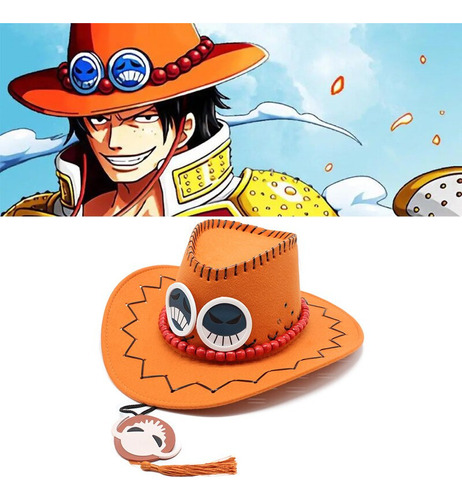 Sombrero De Vaquero One Piece Ace Cosplay, Unisex, For Adul