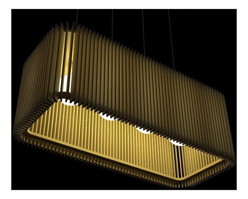 Lampara Colgante Madera Diseño Mdf Mod Cube65 Luminica