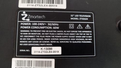 Botones Y Sensor Tv Zmartech Zt32le4 (Usado)