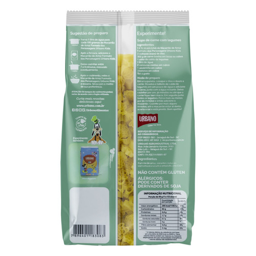 Imagem 4 de 4 de Macarrão de Arroz Mickey e Amigos Urbano Kids Pacote 500g