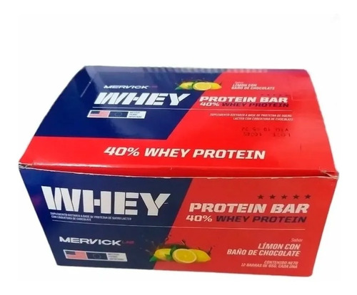 Whey Protein Bar 12 Unidades Mervick 65 Gr Barra Proteica