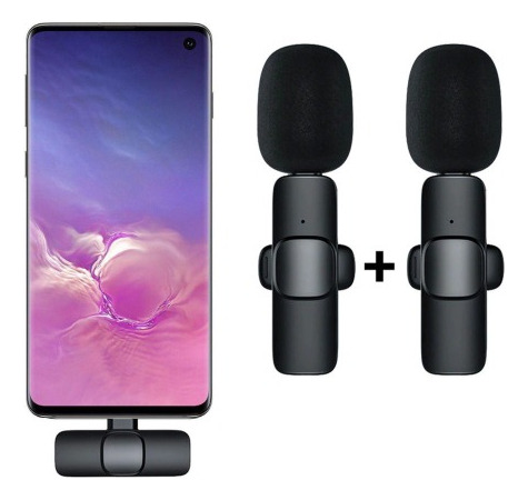 Microfone Sem Fio Duplo Lapela Bluetooth Para iPhone Android