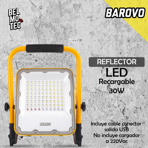 Reflector 30w Recargable Flash Luz Emergencia Led Portatil Color De La Carcasa Amarilla Color De La Luz Blanco Frío
