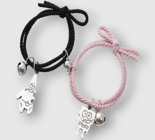 Pulsera Ajustable Set Duo Iman Bob Esponja Patricio Amistad