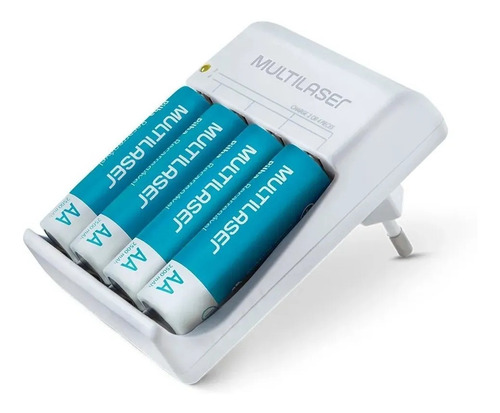 Imagem 2 de 7 de Carregador De Pilhas Aa/aaa + 4 Pilha Recarregável 2500mah