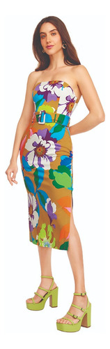 Vestido Casual Dama Strapless Estampado Floral 913-45
