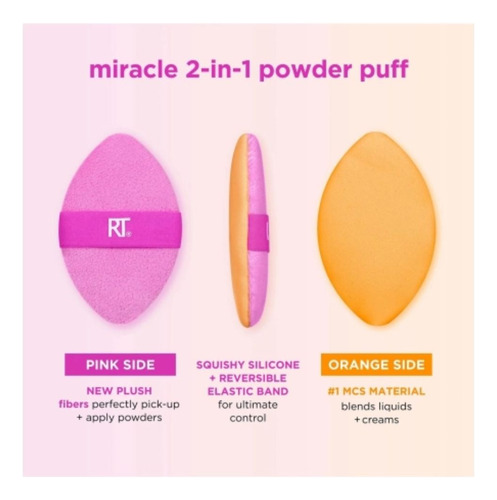 Borla Multiusos De Doble Cara Miracle 2-in-1 Powder Puff Rosa