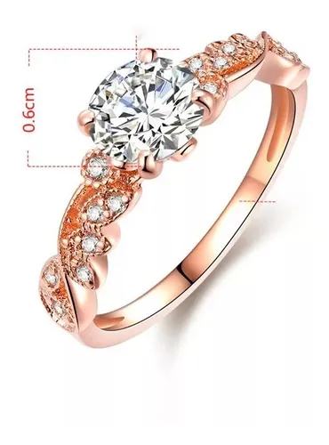 Precioso Anillo Compromiso Con Swarovski Oro Rosa 14k Lam