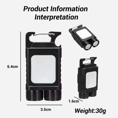 Llavero Mini Led De Bolsillo Con Doble Lámpara, Recargable P