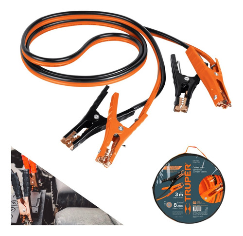 Cable Pasa Corriente Para Auto 3m, 225 A, 8 Awg, Truper