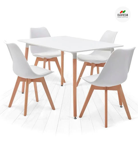 Imagen 3 de 5 de Juego De Comedor Mesa Eames 140x80 + 4 Sillas Tulip