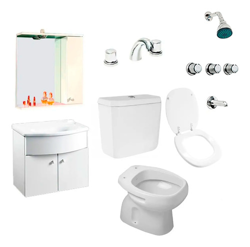 Combo Baño Completo Griferias Inodoro Vanitory Colgante 15 P