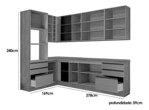 Cozinha Modulada Kappesberg Maxxi 13 Peças (4aéreos+4balcões