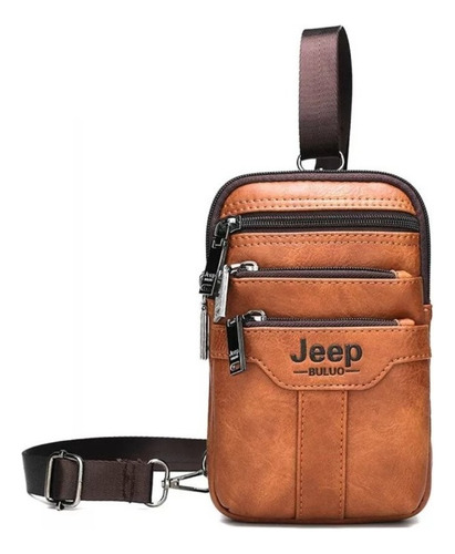 Pechera Crossbody Bolso Piel Diseño Chico Naranja Oscuro