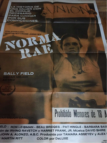 Poster Norma Rae Con Sally Field Original Año 1979 Con Baner
