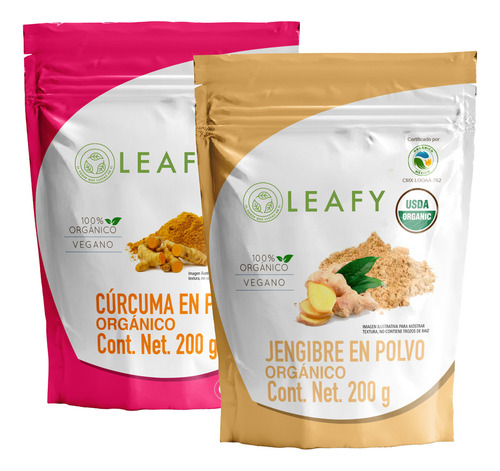 Kit Duo Jengibre Y Curcuma En Polvo Leafy Superfood Especias