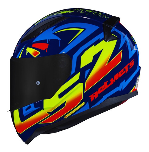 Capacete Ls2 Ff353 Rapid Tagline Azul/amarelo Promoção