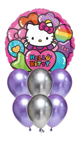 Set De Globos Decoración 7 Uds Personaje Hello Kitty