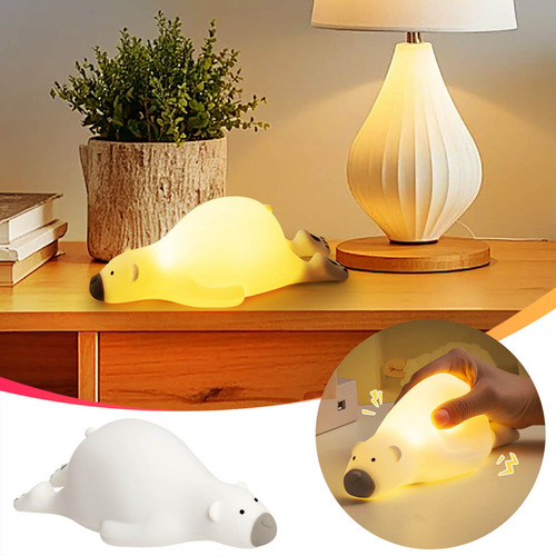 Lámpara De Noche Led Para Niños Con Forma De Oso Plano, 3 Ni