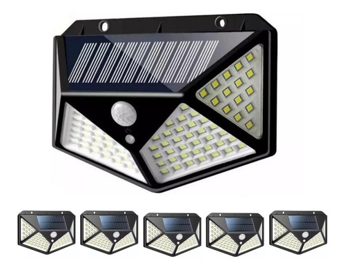 Foco Exterior Solar Led Con Sensor De Movimiento Pack X5