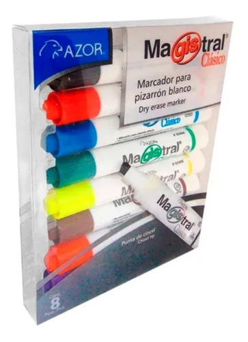 Set Marcadores Para Pizarron Blanco Magistral Azor 8 Colores