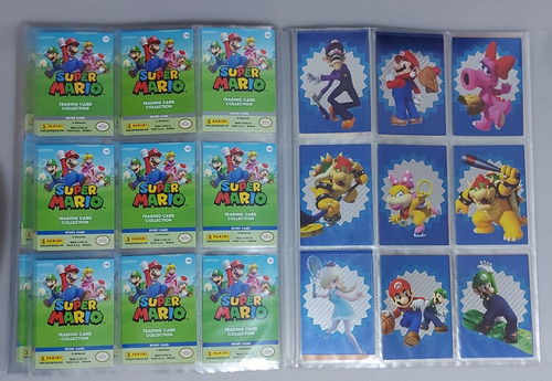 Super Mario Trading Cards - Pasta Com 170 Cards Sem Repetir