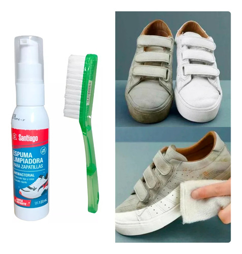 2 Limpia Zapatilla Espuma Cepillo Paño Limpia Calzado 100ml