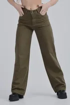Comprar Pantalón Parina Wide Leg Mujer Gabardina Largo 4 Bolsillos