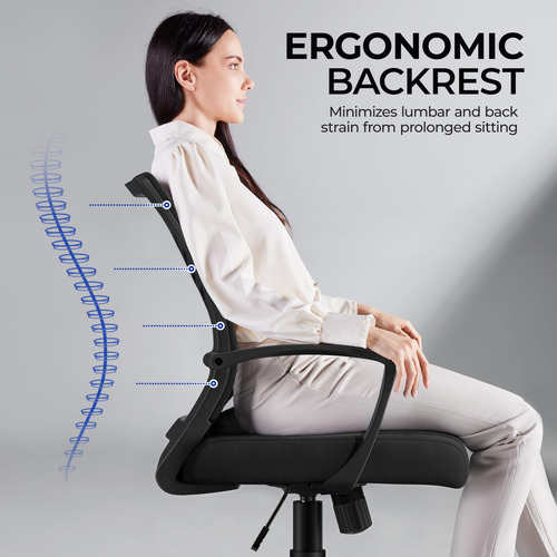 Silla De Oficina Ergonómica Ajustable Malla Negra