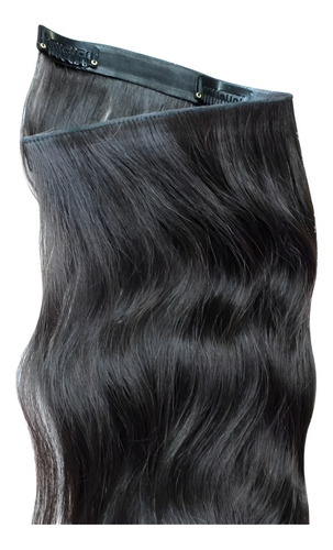Aplique Tic Tac Cabelo Humano Castanho Ondulado 100gr - 60cm Cor Largura 25cm