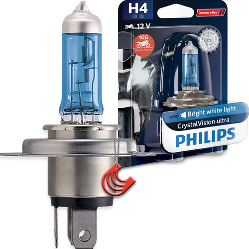 Lampada De Farol Philips Crystal Vision Moto H4 60/55w 12v