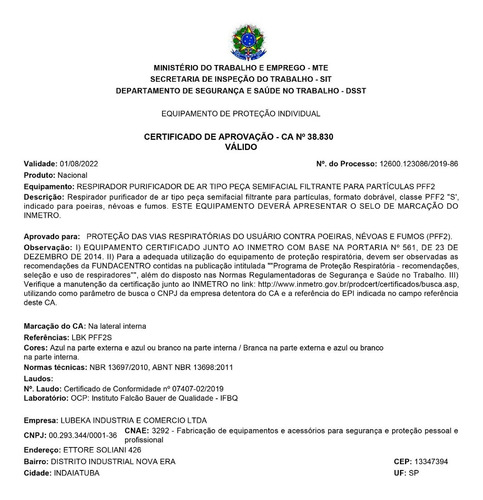 20 Máscaras Hospitalar Proteção Pff2s N95 Inmetro E Iso9001