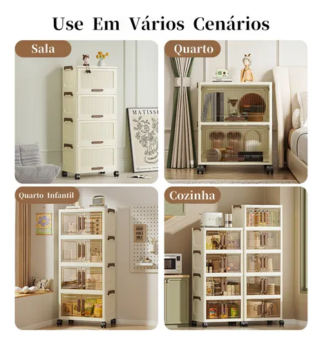 Kit 12 caixas organizadoras dobráveis com rodinhas | Casa & Organização | Plástico PP 6L