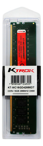 Memória Ram Para Desktop Pc Ktrok 16gb Ddr4 2666mhz Udimm