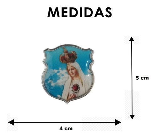 Emblema Alto Relevo 3d Nossa Senhora De Fátima Cromado Cor Azul/Branco