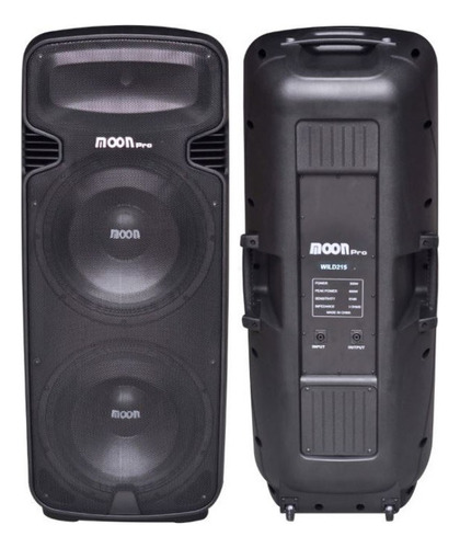 Bafle Parlante Doble De 15" Moon WILD215 300W C/ Driver De Titanio Ruedas Manija Superior Y Manijas Laterales