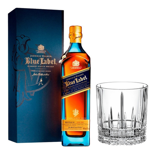 Whisky Johnnie Walker Blue Label + Vaso Cristal Alemán 270ml