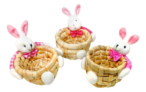 3 Canastas De Conejito De Pascua