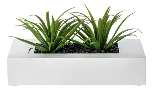 Plantas Césped Artificial 25 Cm En Maceta Madera Blanca