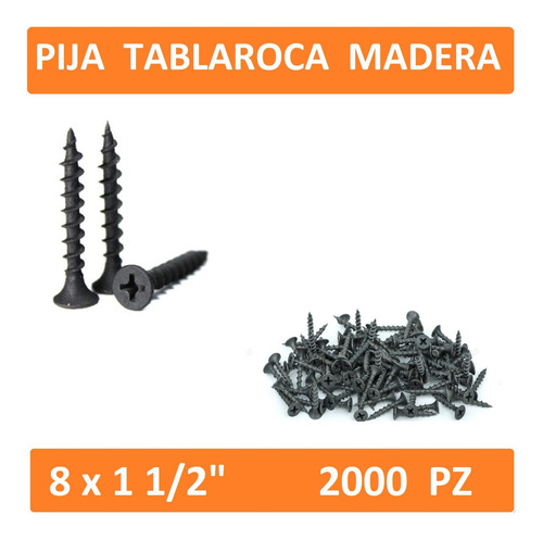 Pija Tablaroca Madera 8 X 1 1/2 Aglomerado (2000pz)