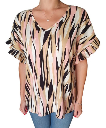 Imagen 3 de 4 de Blusa Camisola Lino Mujer - Talles Grandes Xxxl