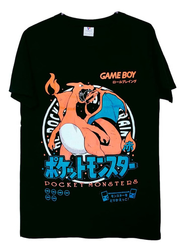 Polera Estampada Serigrafía - Pokémon Charizard Game Boy