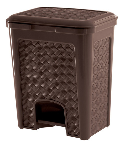 Imagen 2 de 10 de Tarro De Residuos Rattan Con Pedal 13 Lts Chocolate